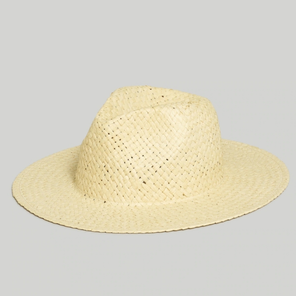 Madewell Natural Straw Wide-Brim Fedora Hat